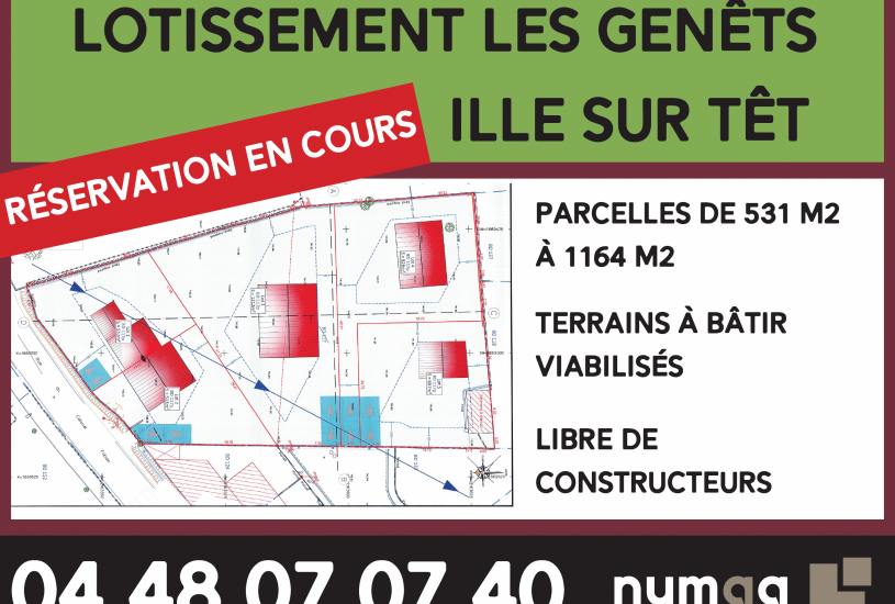  Vente Terrain à bâtir - 566m² à Ille-sur-Têt (66130) 