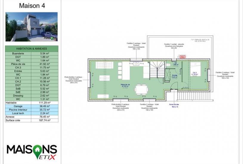  Vente Terrain + Maison - Terrain : 306m² - Maison : 188m² à Pont-du-Château (63430) 