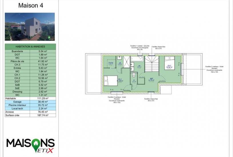  Vente Terrain + Maison - Terrain : 306m² - Maison : 188m² à Pont-du-Château (63430) 