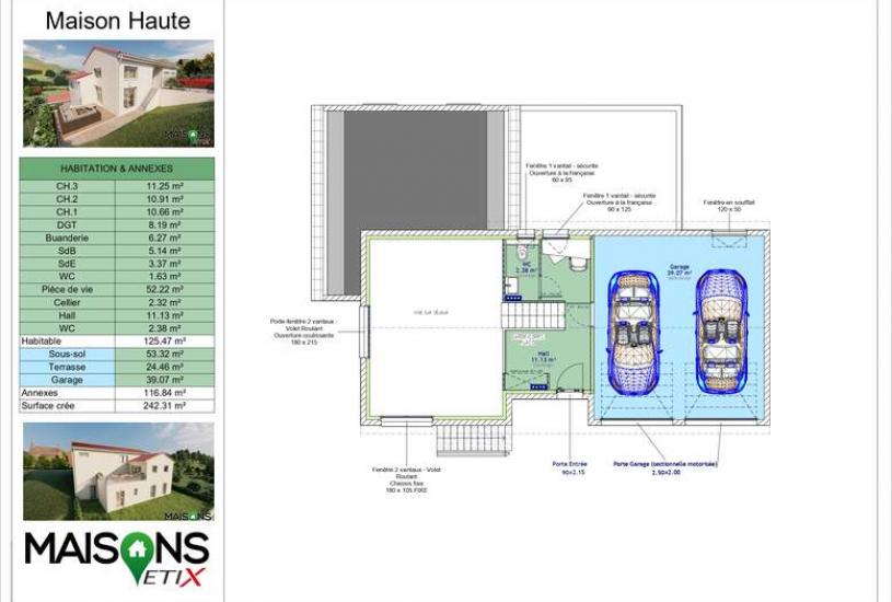  Vente Terrain + Maison - Terrain : 450m² - Maison : 242m² à Châteaugay (63119) 