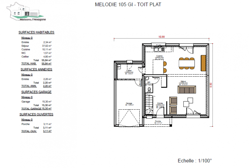  Vente Terrain + Maison - Terrain : 547m² - Maison : à Croissanville (14370) 