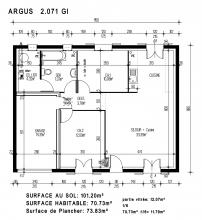 Modèle et plan de maison : ARGUS 2.071 - 71.00 m²