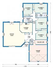 Modèle et plan de maison : Aunis - 125.28 m²