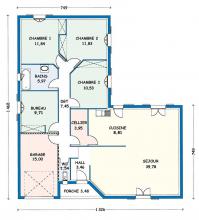 Modèle et plan de maison : Aunis - 114.87 m²