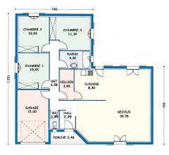 Modèle et plan de maison : Aunis - 100.37 m²