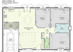 Modèle et plan de maison : Bruyere - 105.00 m²