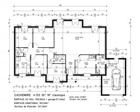 Modèle et plan de maison : CACHEMIRE 4.133 - 133.00 m²
