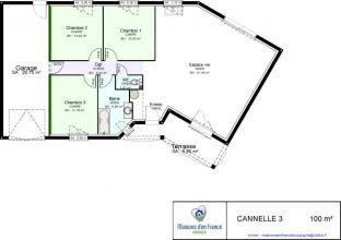 Modèle et plan de maison : CANNELLE - 90.00 m²