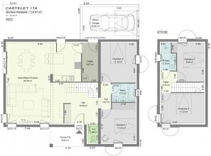 Modèle et plan de maison : Castelet - 118.00 m²