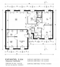 Modèle et plan de maison : EXPANTIEL 3.124 - 124.00 m²
