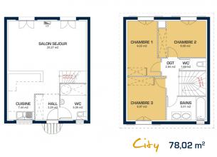 Modèle et plan de maison : City - 78.02 m²
