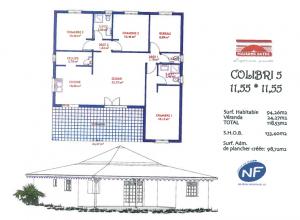 Modèle et plan de maison : COLIBRI 5 - 94.26 m²