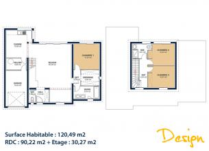Modèle et plan de maison : Design - 120.49 m²