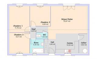 Modèle et plan de maison : Désirée - 80.15 m²