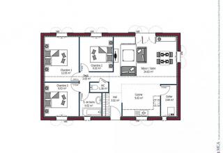 Modèle et plan de maison : DESIREE - 80.00 m²