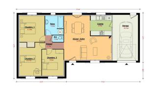 Modèle et plan de maison : Emeraude - 73.00 m²
