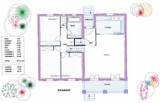 Modèle et plan de maison : Espace traditionnelle - 84.00 m²