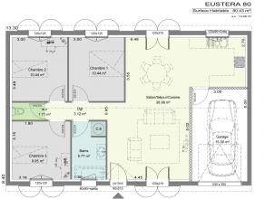 Modèle et plan de maison : Eustera - 80.00 m²