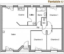 Modèle et plan de maison : Fantaisie 82 - 82.00 m²
