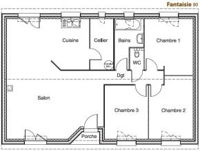 Modèle et plan de maison : Fantaisie 90 - 90.00 m²
