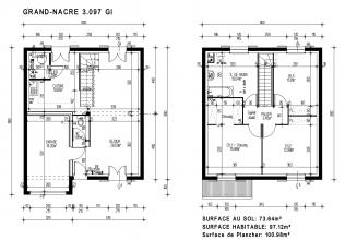 Modèle et plan de maison : GRAND NACRE 3.097 GI - 97.00 m²