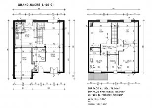 Modèle et plan de maison : GRAND NACRE 3.105 GI - 105.00 m²