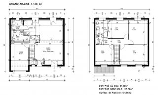 Modèle et plan de maison : GRAND NACRE 4.128 GI - 128.00 m²