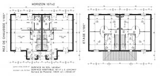 Modèle et plan de maison : HORIZON 107 x 2 - 107.00 m²