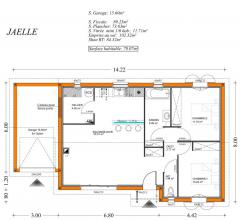 Modèle et plan de maison : Jaelle - 70.00 m²
