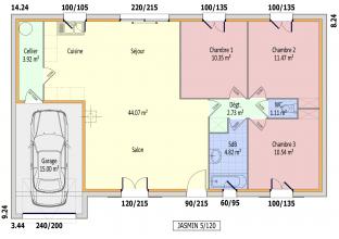 Modèle et plan de maison : JASMIN C1G-90 - 90.00 m²