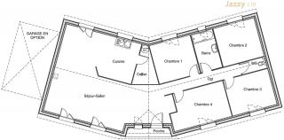 Modèle et plan de maison : Jazzy 110 - 110.00 m²