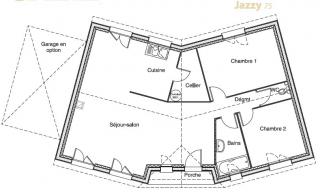 Modèle et plan de maison : Jazzy 75 - 75.00 m²