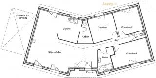 Modèle et plan de maison : Jazzy 95 - 95.00 m²
