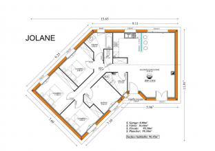 Modèle et plan de maison : Jolane - 96.00 m²
