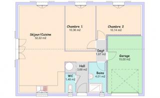 Modèle et plan de maison : Littoral T3 - 63.56 m²