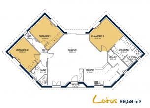 Modèle et plan de maison : Lotus - 122.00 m²