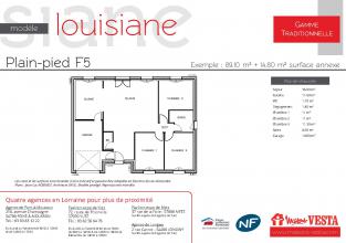 Modèle et plan de maison : LOUISIANE - 89.00 m²