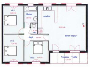 Modèle et plan de maison : Lys traditionnelle - 80.00 m²