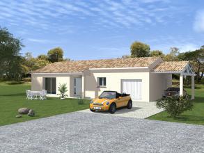 Modèle et plan de maison : maison plain pied avec abri voiture - 100.00 m²
