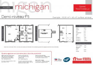 Modèle et plan de maison : MICHIGAN - 113.00 m²