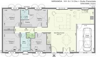 Modèle et plan de maison : Miranda - 101.00 m²