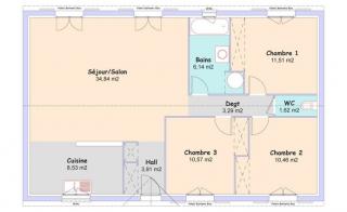 Modèle et plan de maison : Paradis - 90.30 m²