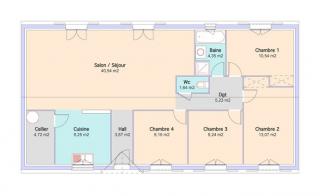 Modèle et plan de maison : Paradis - 110.55 m²