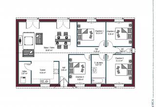 Modèle et plan de maison : PARADIS - 64.00 m²