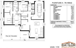 Modèle et plan de maison : Plénitude 106 - 106.00 m²
