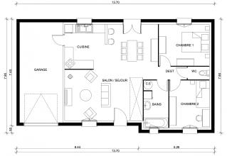 Modèle et plan de maison : Privilege 82 - 66.44 m²