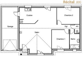 Modèle et plan de maison : Récital 80 G - 80.00 m²