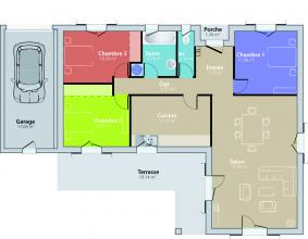 Modèle et plan de maison : Romaine - 90.00 m²