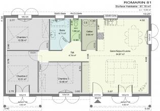 Modèle et plan de maison : Romarin - 102.00 m²