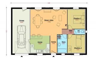 Modèle et plan de maison : Rubis - 70.00 m²